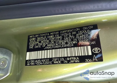 2009 Scion Xd from USA, damaged, VIN JTKKU10469J049824
